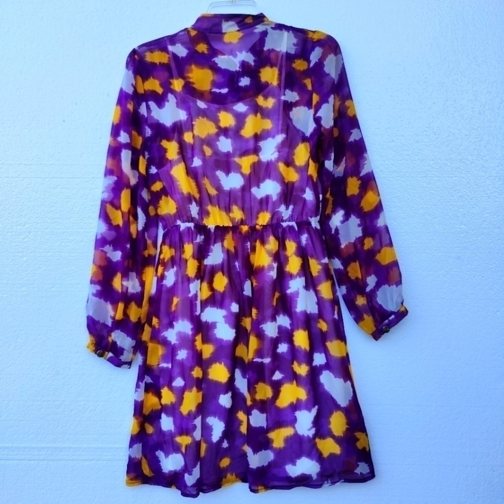 Gianni Bini Shear Chiffon Mini Dress. Bow Tie Neck detail, Lined, size S. - Picture 10 of 12